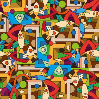 Balık ile parlak sorunsuz soyut desen