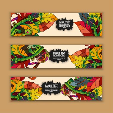 Parlak buhar-punk afiş seti