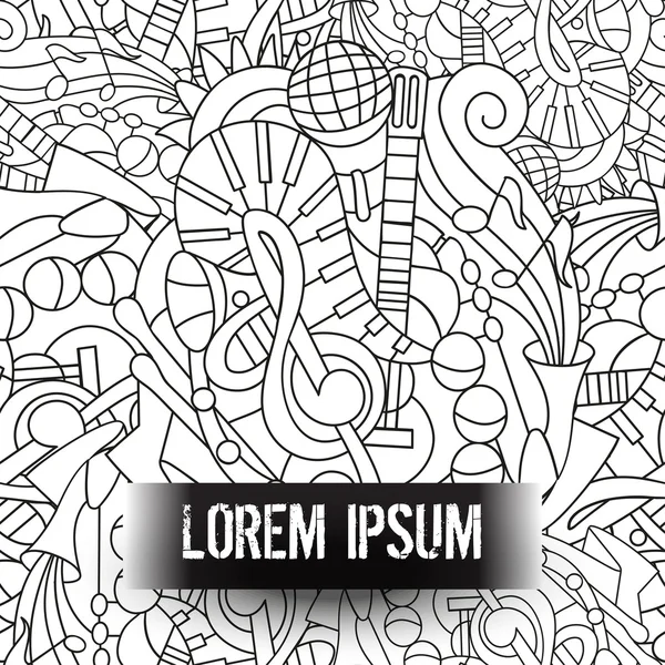 Doodle müzik aletleri ile dikişsiz desen