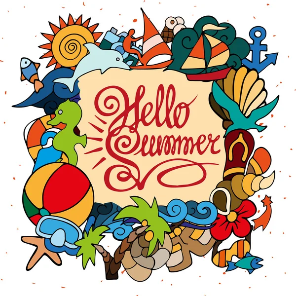 Doodle elementos sobre el tema de las vacaciones de verano — Vector de stock