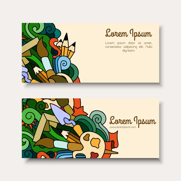 Elle çizilmiş sanatsal araçlarla afişler