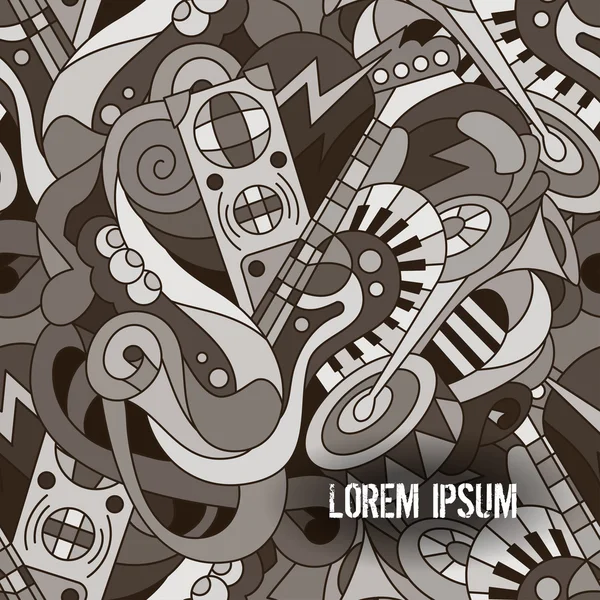 Doodle müzik aletleri ile dikişsiz desen