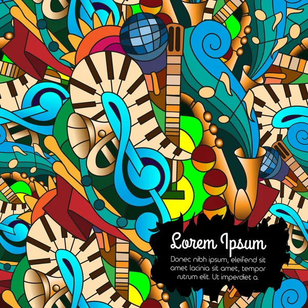 Doodle müzik aletleri ile dikişsiz desen