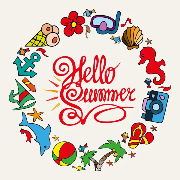 Elementos sobre el tema de las vacaciones de verano — Vector de stock