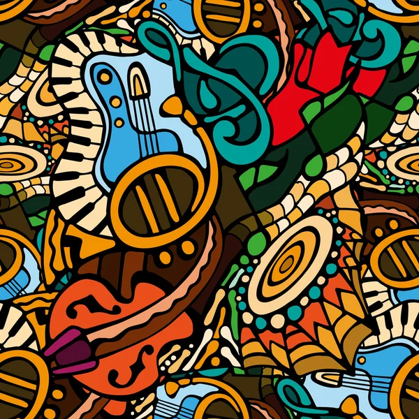 Doodle müzik aletleri ile dikişsiz desen