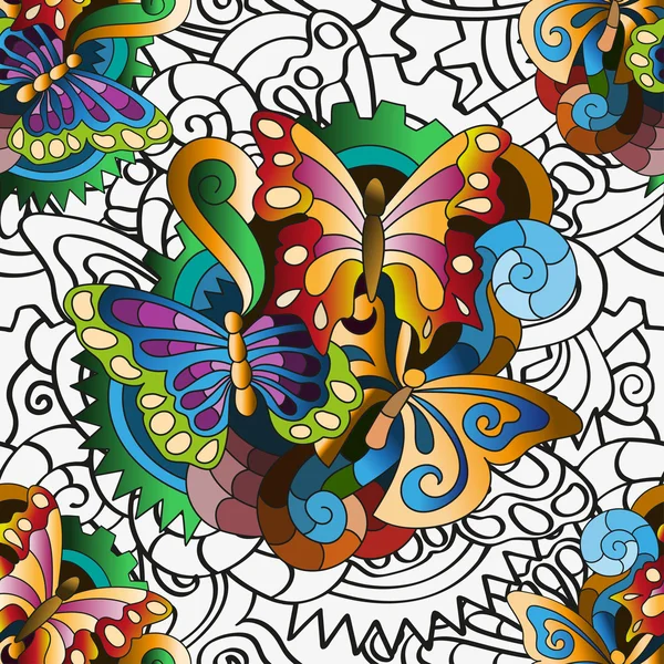 Modèle d'images doodle de papillons — Image vectorielle