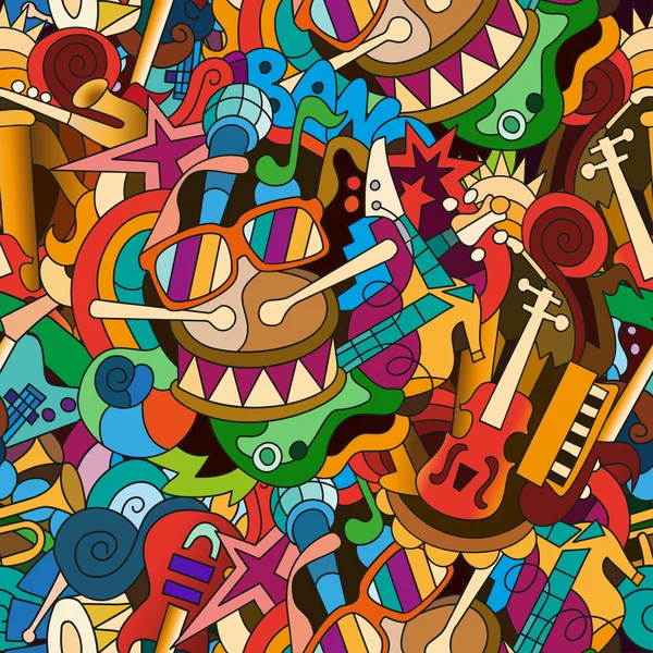 Doodle müzik aletleri ile dikişsiz desen