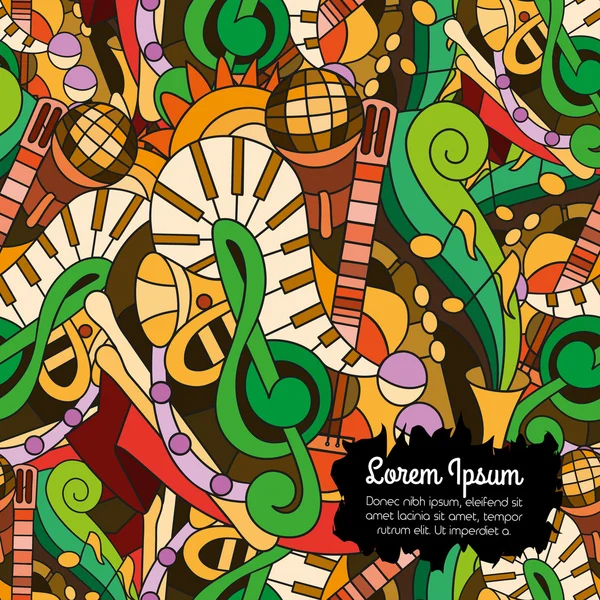 Doodle müzik aletleri ile dikişsiz desen