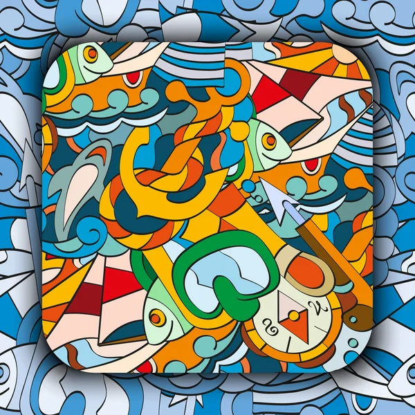 Tatilde Doodles, yelken, balıkçılık tema 