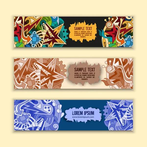 Doodles müzik öğeleri ile Afişler