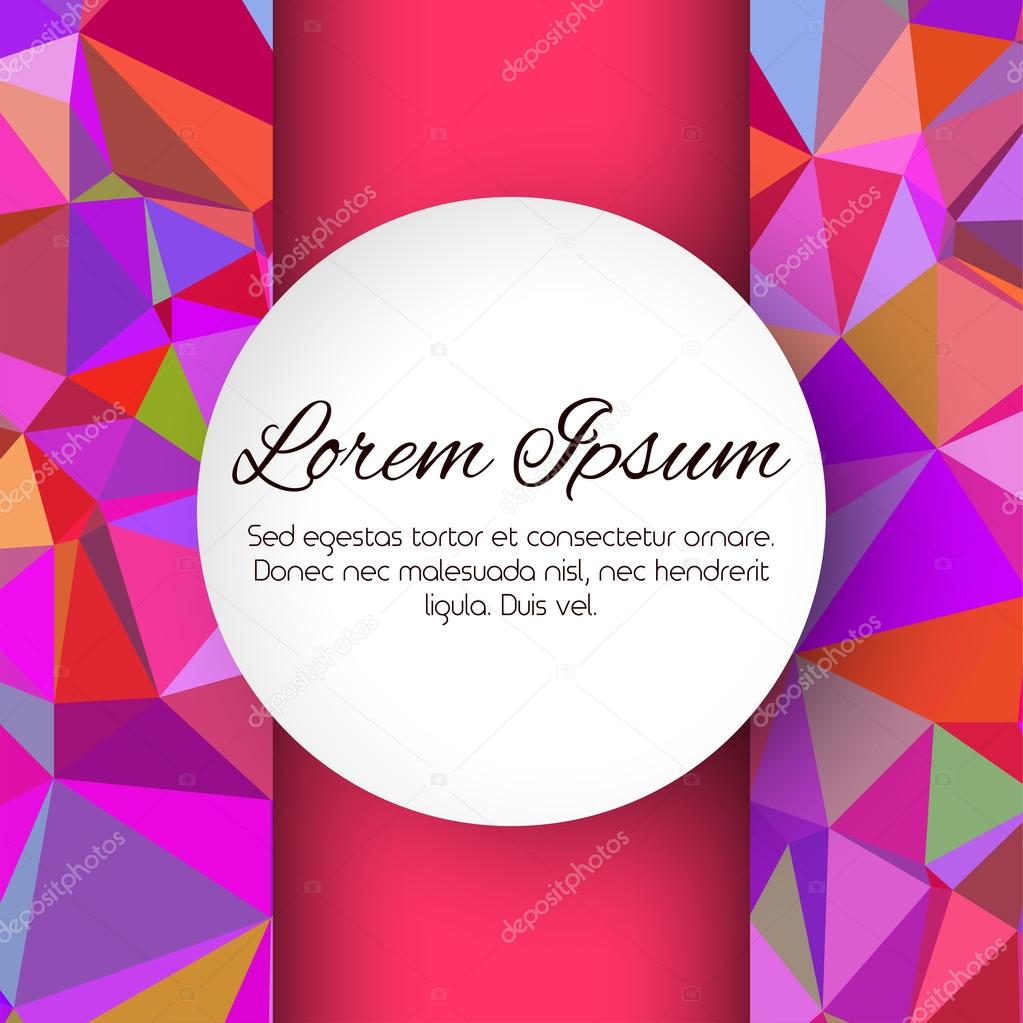 Bright triangular abstract background with place for text, message or logo. For greeting card, invitation, brochure, flyer. Vector illustration.