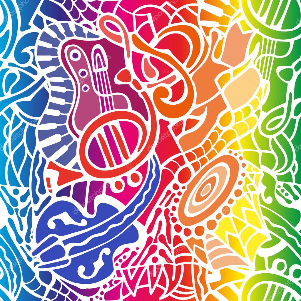 Seamless pattern with doodle musical instruments