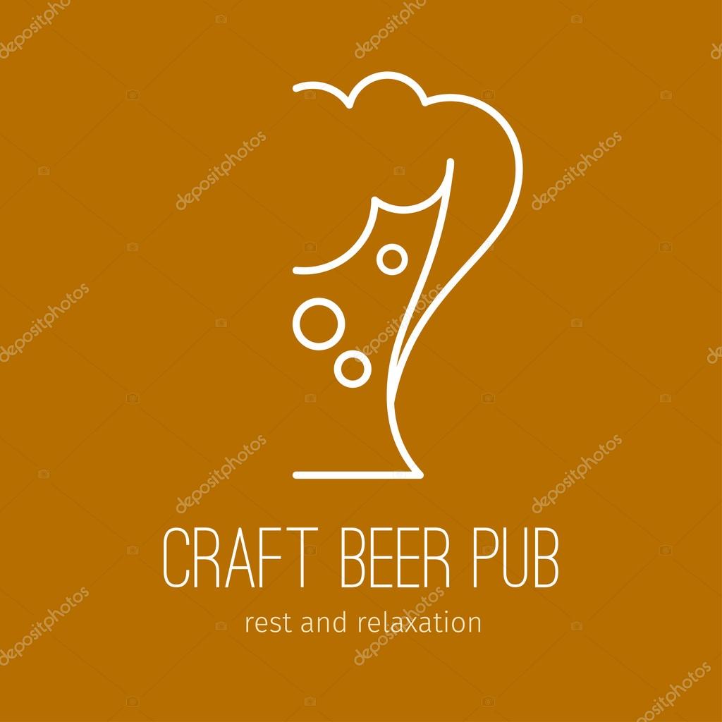 Linear icon in a modern and trendy flat style. Icon beer club in the form of a silhouette of the beer glass on a bright background.