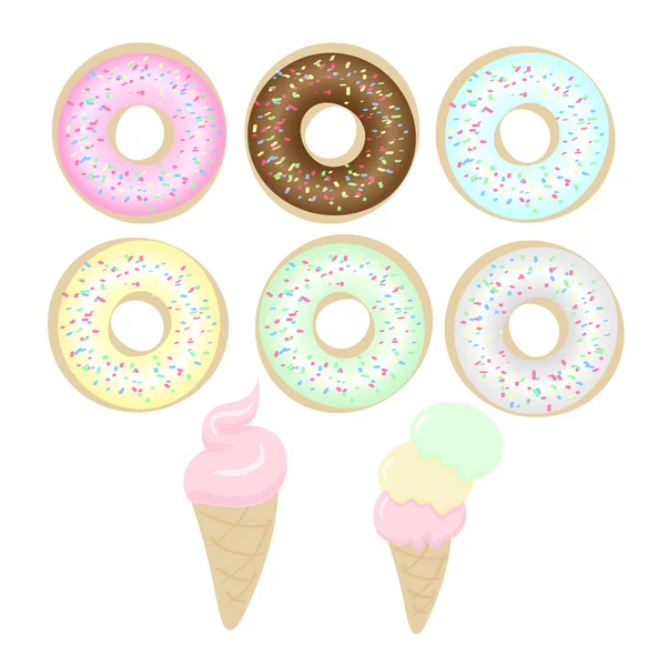 lezzetli donuts ve dondurma