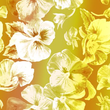 Çiçek desenli. Altın arka plan üzerinde izole güzel Hercai Menekşe