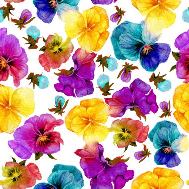 Çiçek deseni ve Yazdır, suluboya resim üzerine beyaz izole etmek