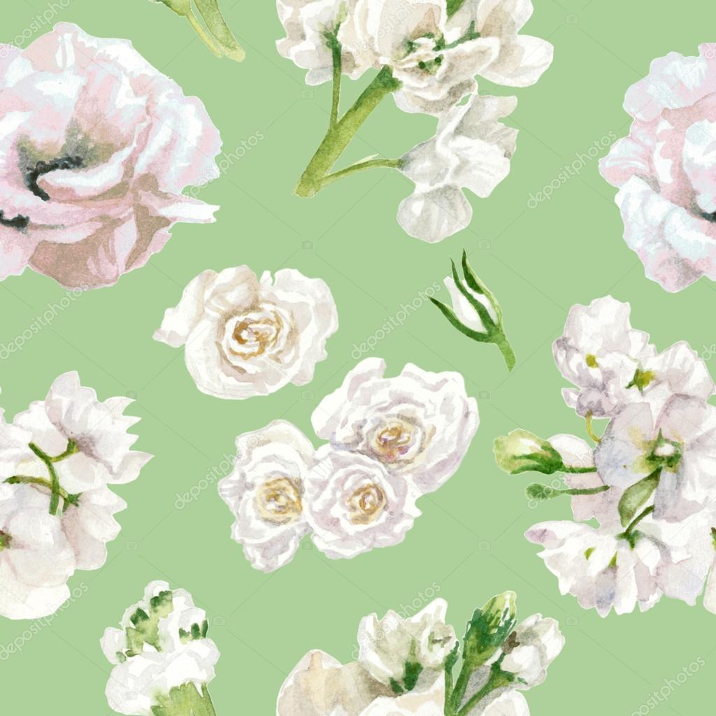 パステル カラー 花柄 明るい緑の背景に分離された白いバラ 水彩画 ストック写真 C Firsart パステル カラー 花柄 明るい緑の背景に分離された白いバラ 水彩画 ストック写真 C Firsart