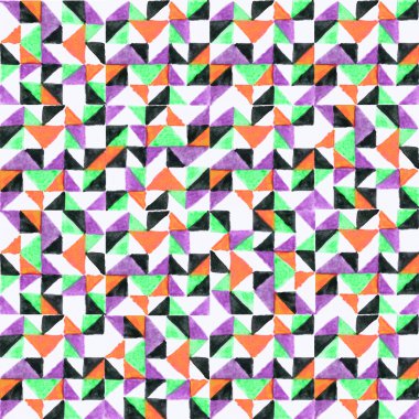 Desen kare ve üçgen #3. Suluboya resim