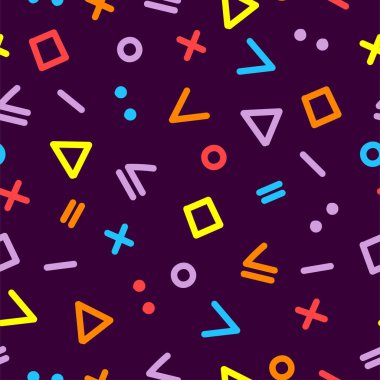 Geometrik şekilli soyut renkli vektör dokusu. Basit, pürüzsüz desen.