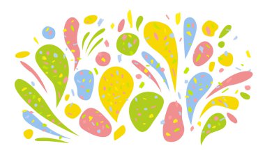 Çok renkli soyut noktalar. Beyaz üzerine renkli vektör illüstrasyonu