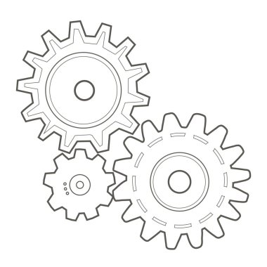Composition with gears. Simple linear vector illustration