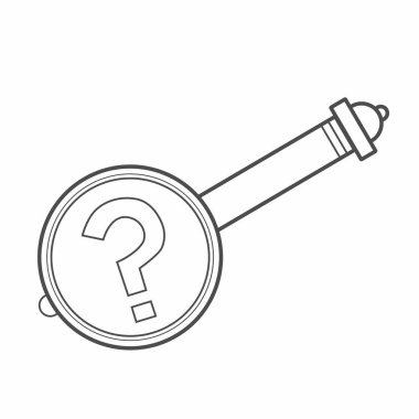 Magnifier with a question mark. Simple vector monochrome illustration