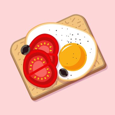 Kahvaltı sandviçi. Açık arkaplanda renk vektörü çizimi.