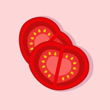 Domates dilimleri. Açık arkaplanda renk vektörü çizimi.