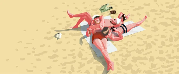 Трое друзей отдыхают на солнечном пляже. — стоковое фото