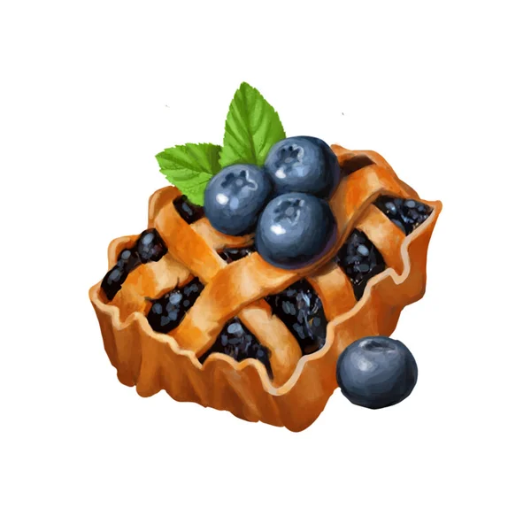 Blueberry pie. Color illustration on white background. — Φωτογραφία Αρχείου