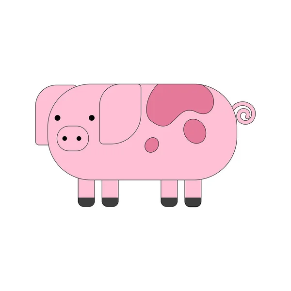 Um simples porco. Ilustração vetorial colorida sobre fundo branco. — Vetor de Stock