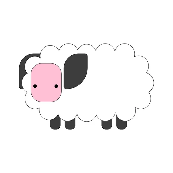 Uma ovelha simples. Ilustração vetorial colorida sobre fundo branco. — Vetor de Stock
