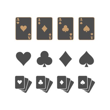 Tüm takım elbiseli dört as: kalpler, elmaslar, sinekler ve maça.. 