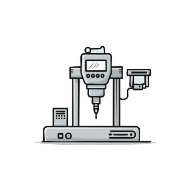 CNC makinesinin imalat ve endüstriyel otomasyon süreçlerinde kullanılan minimal çizgi simgesi.