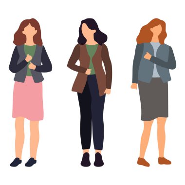 Profesyonel Kıyafet İllüstrasyonunda Üç Kadın