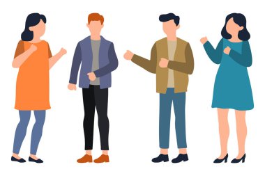 Konuşan ve Duran Dört Kişi İllüstrasyonu