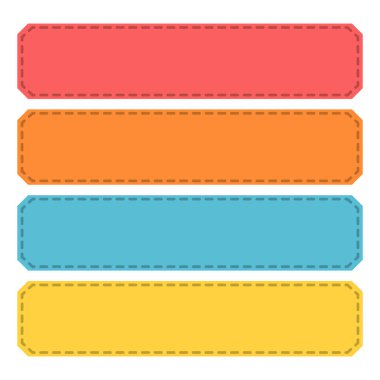 Dikiş Kenarlı Dört Renkli Dikdörtgen Sancak Çizimi