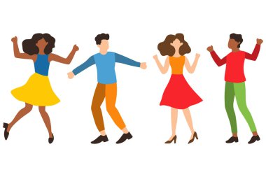 Çeşitli İnsanlar Birlikte Dans Etme İllüstrasyonu