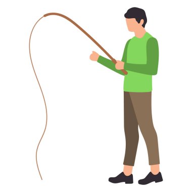 Çubuk İllüstrasyonlu Adam Balıkçılık