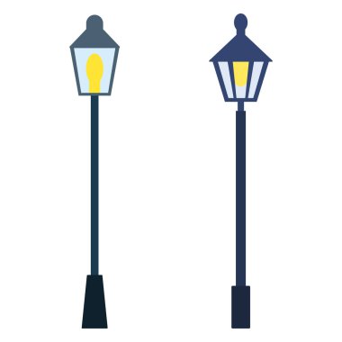 İki Vintage Sokak Işıkları Çizimi