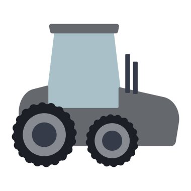 Gri Çiftlik Traktörü Düz Çizim
