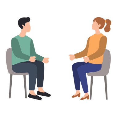 Oturmuş Resimlerde Konuşan Erkek ve Kadın