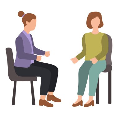 Sandalyede Konuşan İki Kadın İllüstrasyonu