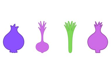 Soğanlar ve Pırasalı Siluetler Çizim Kümesi