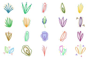 Soyut Çiçek Ögeleri Toplama Kümesi