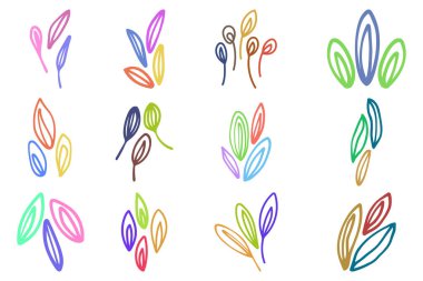 Çeşitli Soyut Çiçek Şekilleri İllüstrasyonu