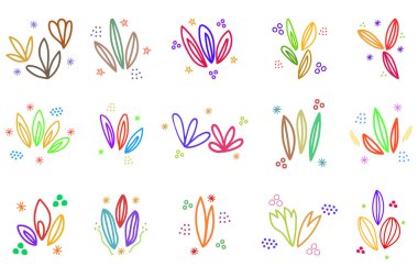 Soyut Çiçek Elementleri Çizim Kümesi