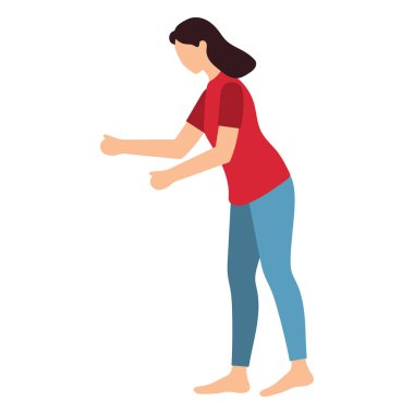 Ayakta Duran ve Önden Eğilen Kadın Çizimi