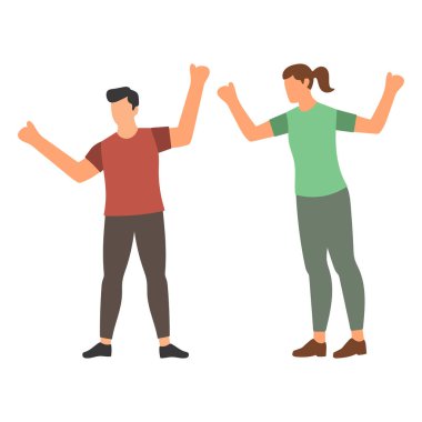 Yükseltilmiş Kollar İllüstrasyonuyla Kutlama Çifti