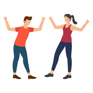 Birlikte Başarıyı Kutlayan Çift Çizimi